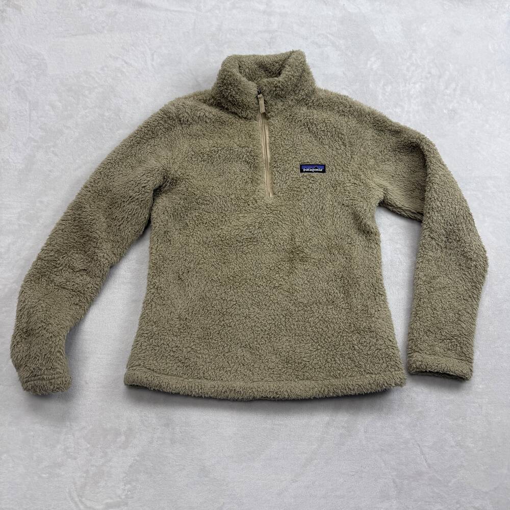 Patagonia Los Gatos 1/4 Zip Women's Tan Pullover Sherpa Fleece Size S Khaki